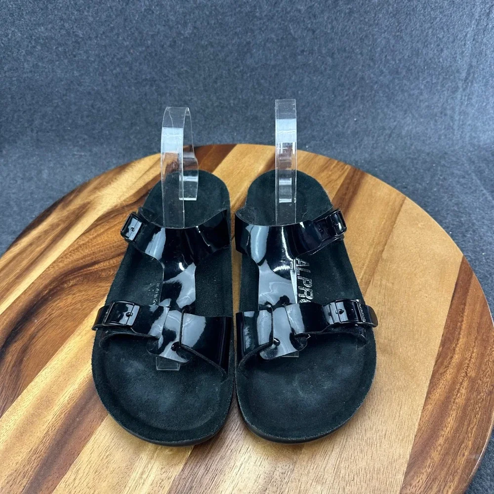 Alpro Birkenstock T Strap Sandals Slides Black Patent Leather Size 40 Women's 9